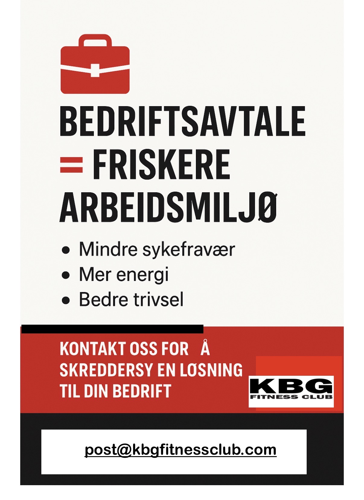 Bedriftsavtale KBG Fitness Club